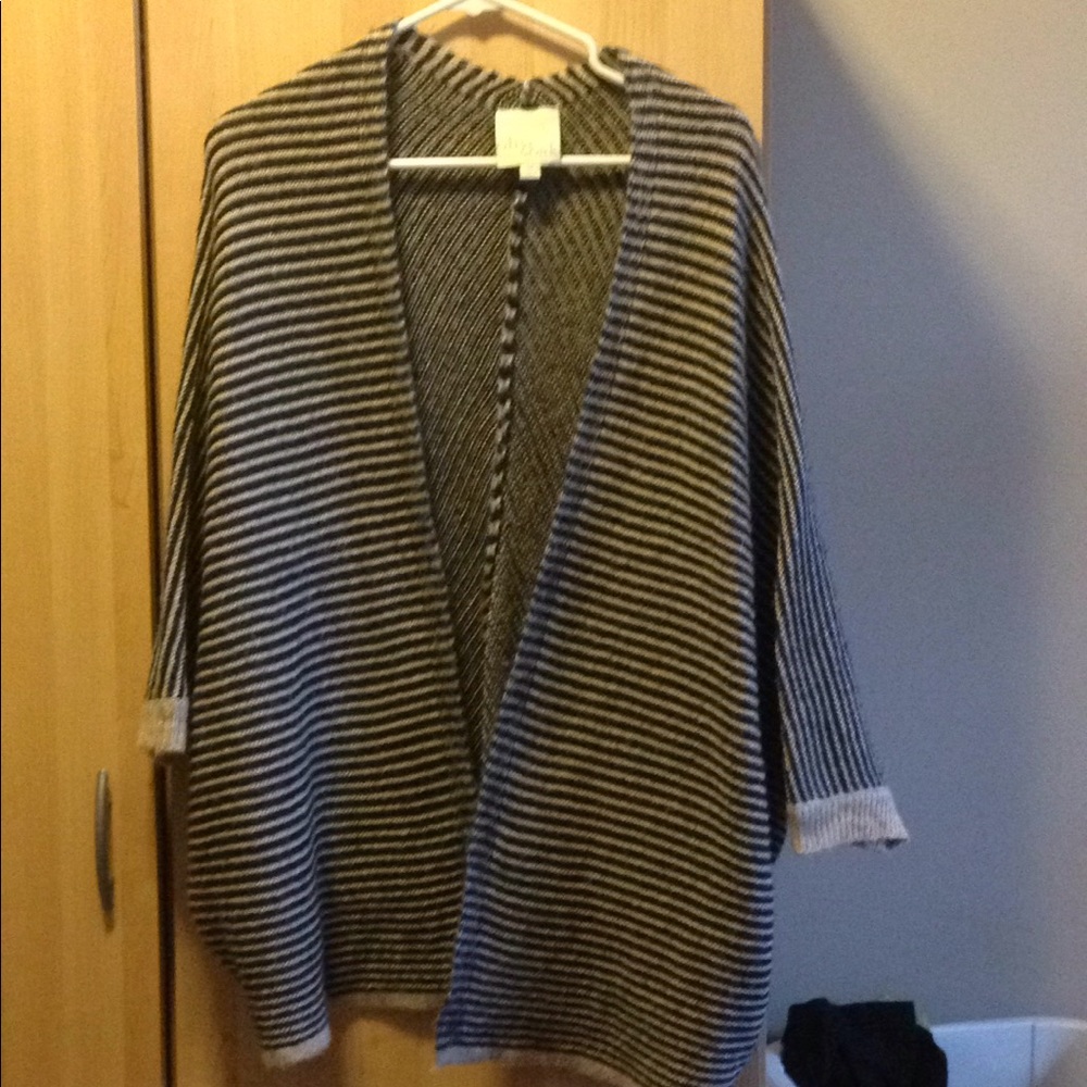 Blue and tan knit sweater